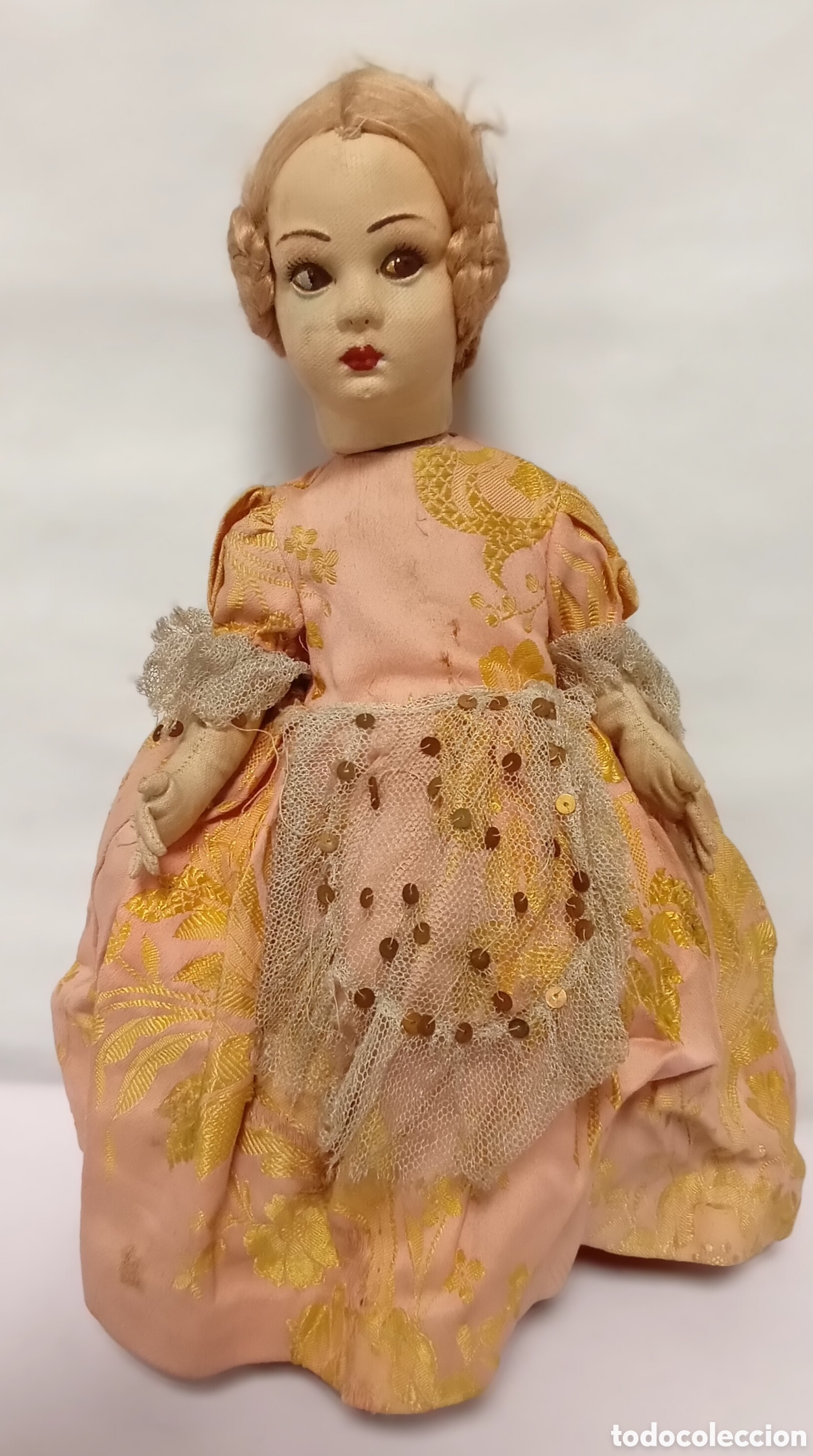 Mu&ntilde;ecas extranjeras: Mu&ntilde;eca de &eacute;poca tipo Lenci Pag&eacute;s de fieltro prensado