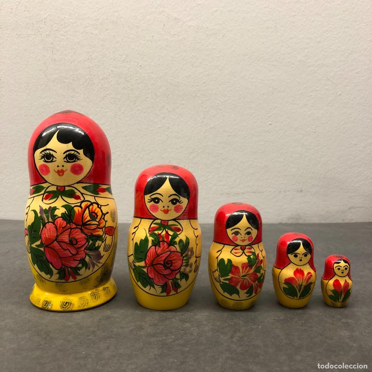 Mu&ntilde;ecas extranjeras: CONJUNTO DE MATRIOSKAS RUSAS TRADICIONALES - 5 PIEZAS - DE MADERA PINTADA - 17 X 7,5 CM / 1685