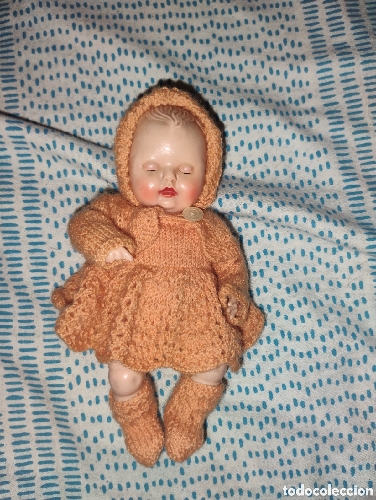 Mu&ntilde;ecas extranjeras: &diams;Mu&ntilde;eca Beb&eacute; Vintage ROSEBUD (A&ntilde;os 50) - Hecha en Inglaterra + Ajuar Completo 6 Piezas