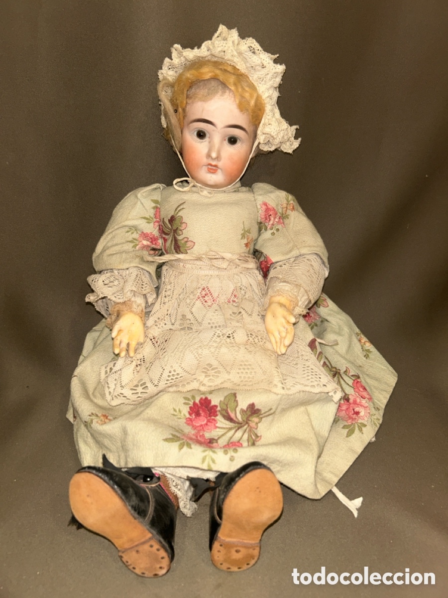 Mu&ntilde;ecas extranjeras: ANTIGUA MU&Ntilde;ECA DEP JUMEAU, CABEZA PORCELANA Y CUERPO CART&Oacute;N PIEDRA ARTICULADO, 50 CM
