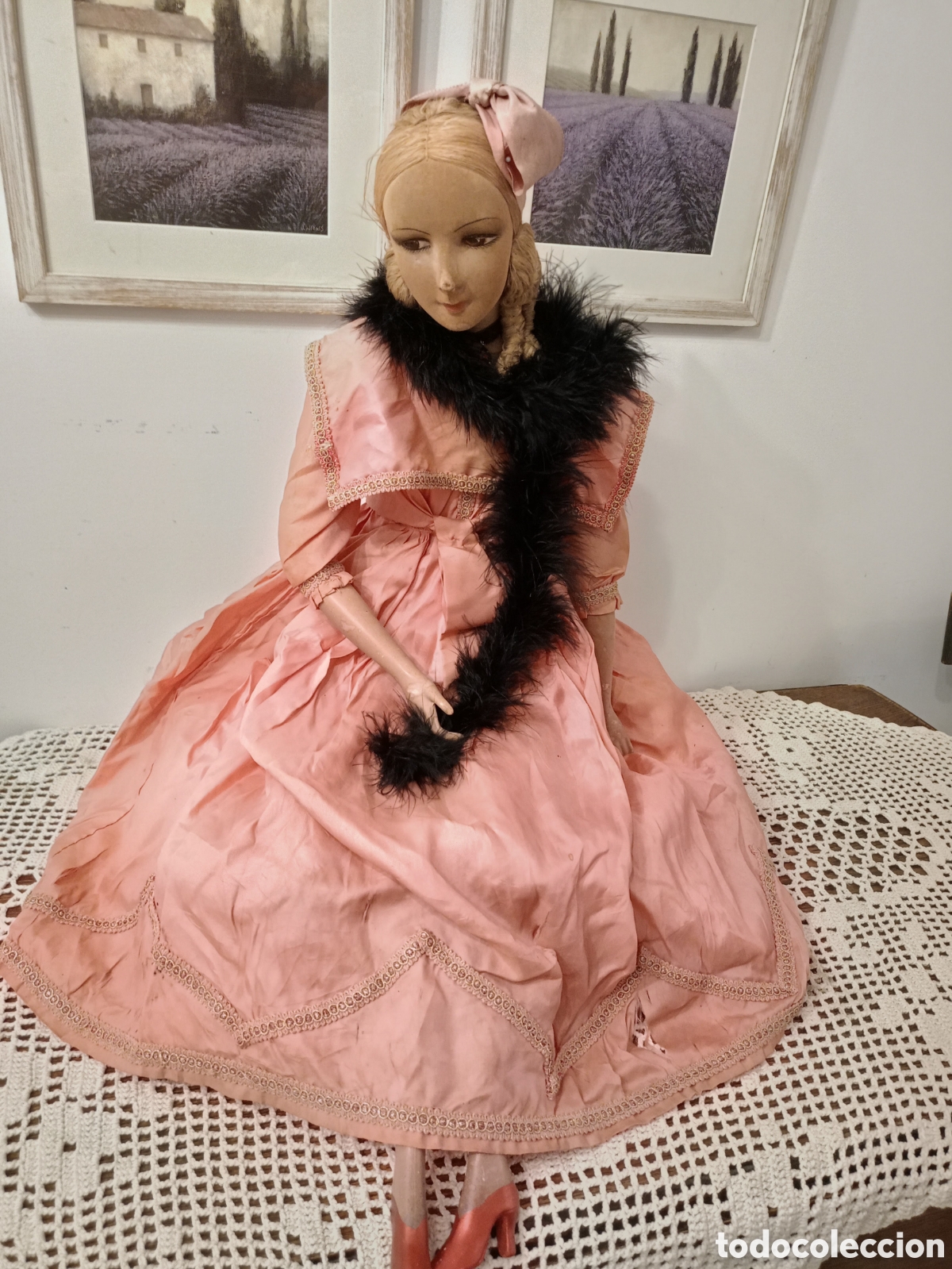Mu&ntilde;ecas extranjeras: Mu&ntilde;eca antigua Boudoir a&ntilde;os 30 Ginger Rogers de 85 cm