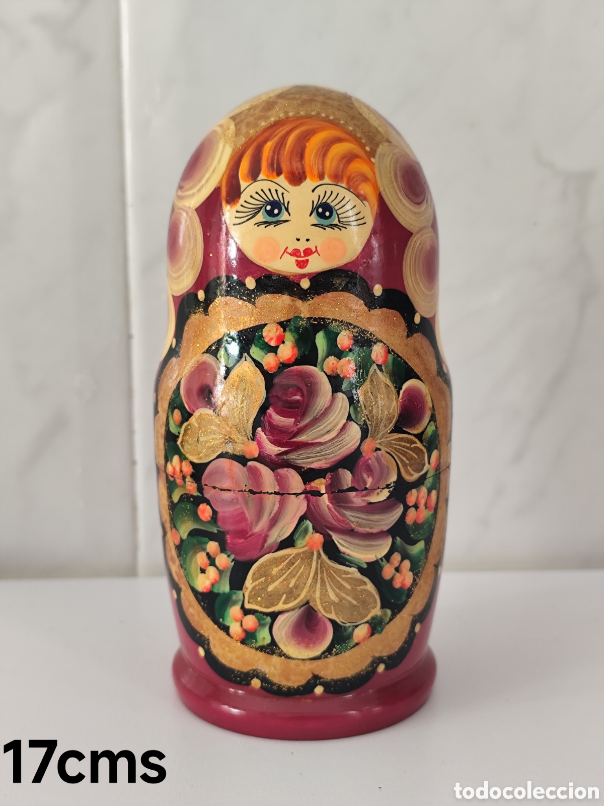 Mu&ntilde;ecas extranjeras: Conjunto de Matrioskas rusas tradicionales - 5 piezas - de madera pintada