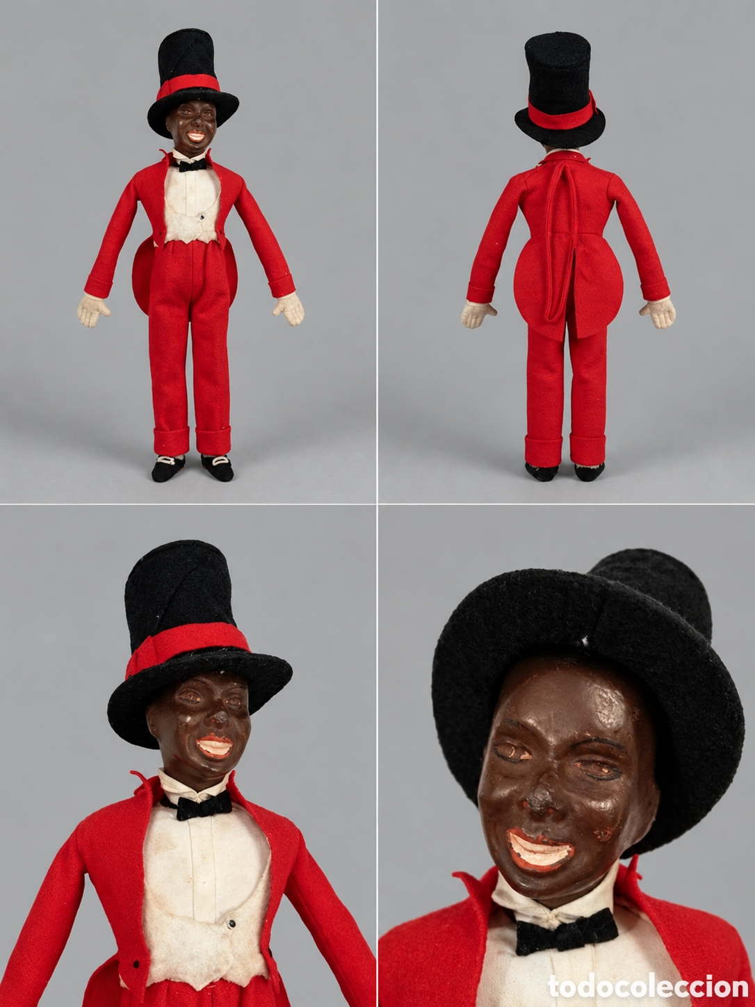 Mu&ntilde;ecas extranjeras: Antiguo Mu&ntilde;eco Boudoir A&ntilde;os 20/30 - Louis Douglas con su conocido traje rojo (Vodevil / Jazz)