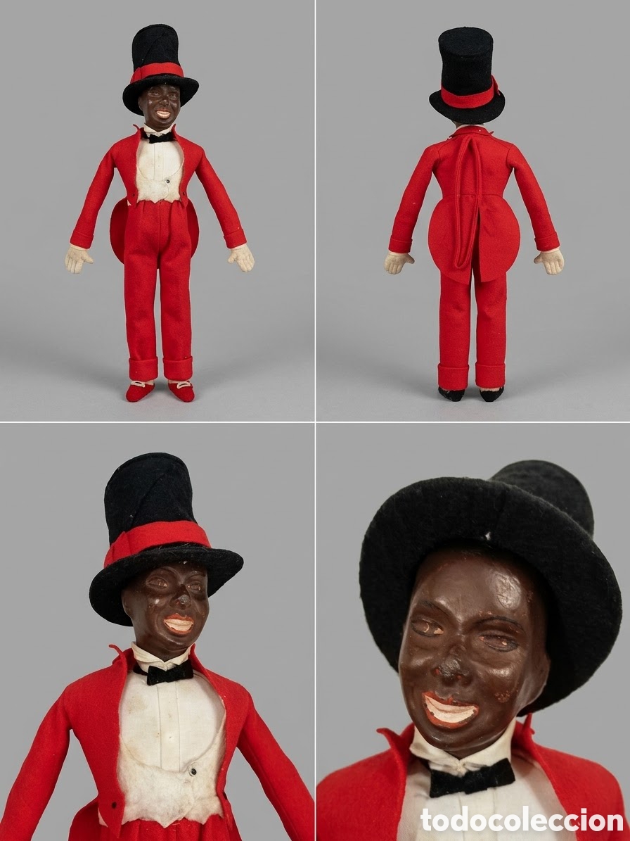Mu&ntilde;ecas extranjeras: Antiguo Mu&ntilde;eco Boudoir A&ntilde;os 20/30 - Louis Douglas con su conocido traje rojo (Vodevil / Jazz)