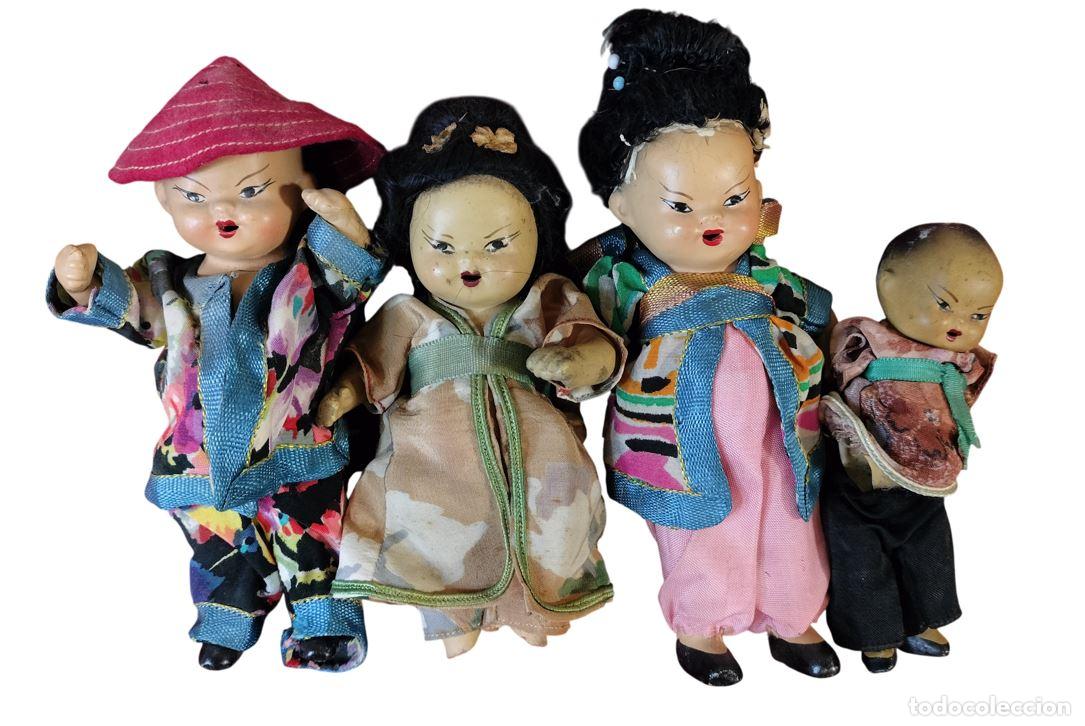 Mu&ntilde;ecas extranjeras: LOTE DE MU&Ntilde;ECAS CON TRAJES ORIENTALES TRADICIONALES. TERRACOTA PINTADA. CHINA. SIGLO XX