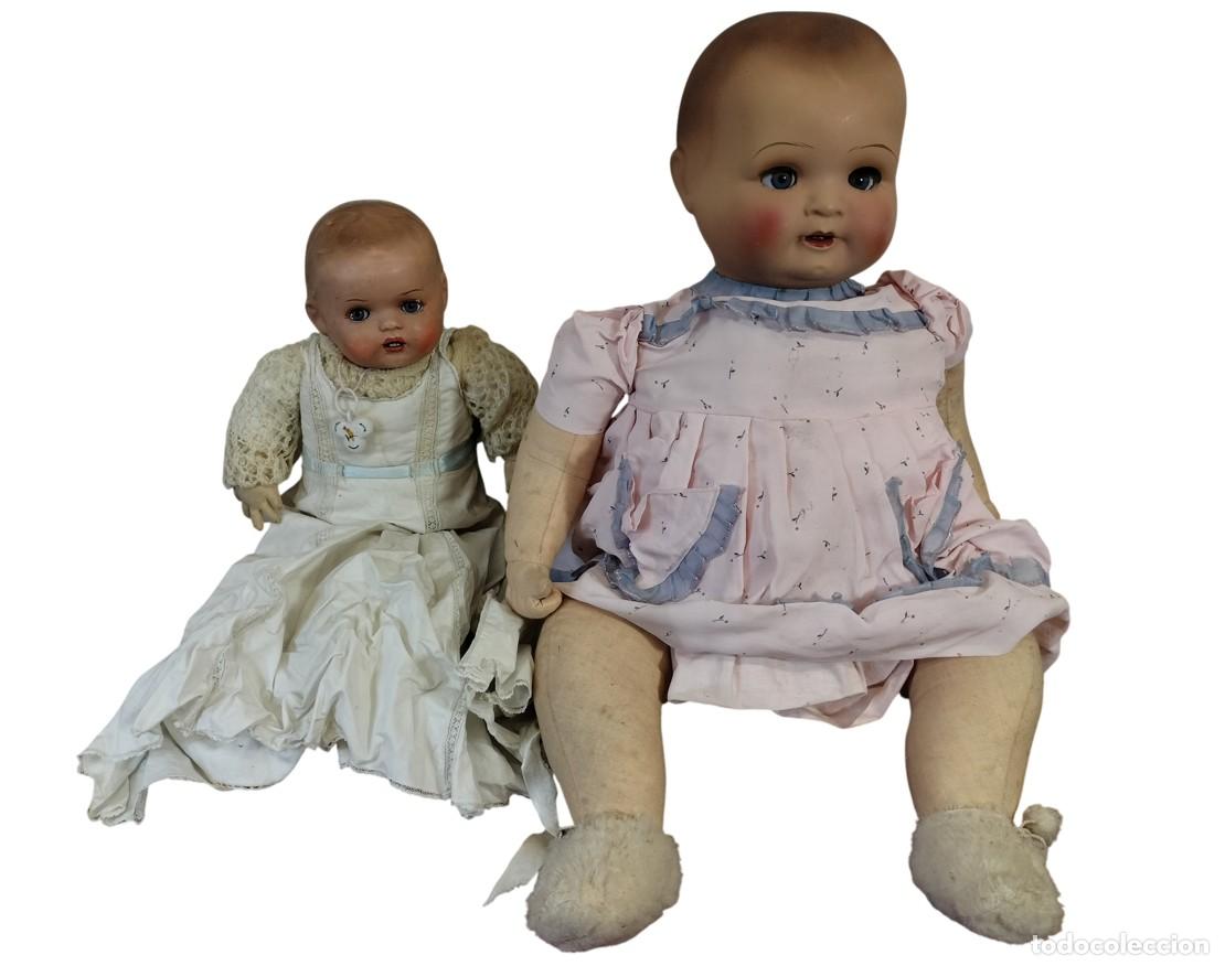 Mu&ntilde;ecas extranjeras: PAREJA DE ANTIGUAS MU&Ntilde;ECAS BEB&Eacute; O CHARACTER DOLL. TRAPO Y PASTA / BISQUE. EUROPA. SIGLO XX.
