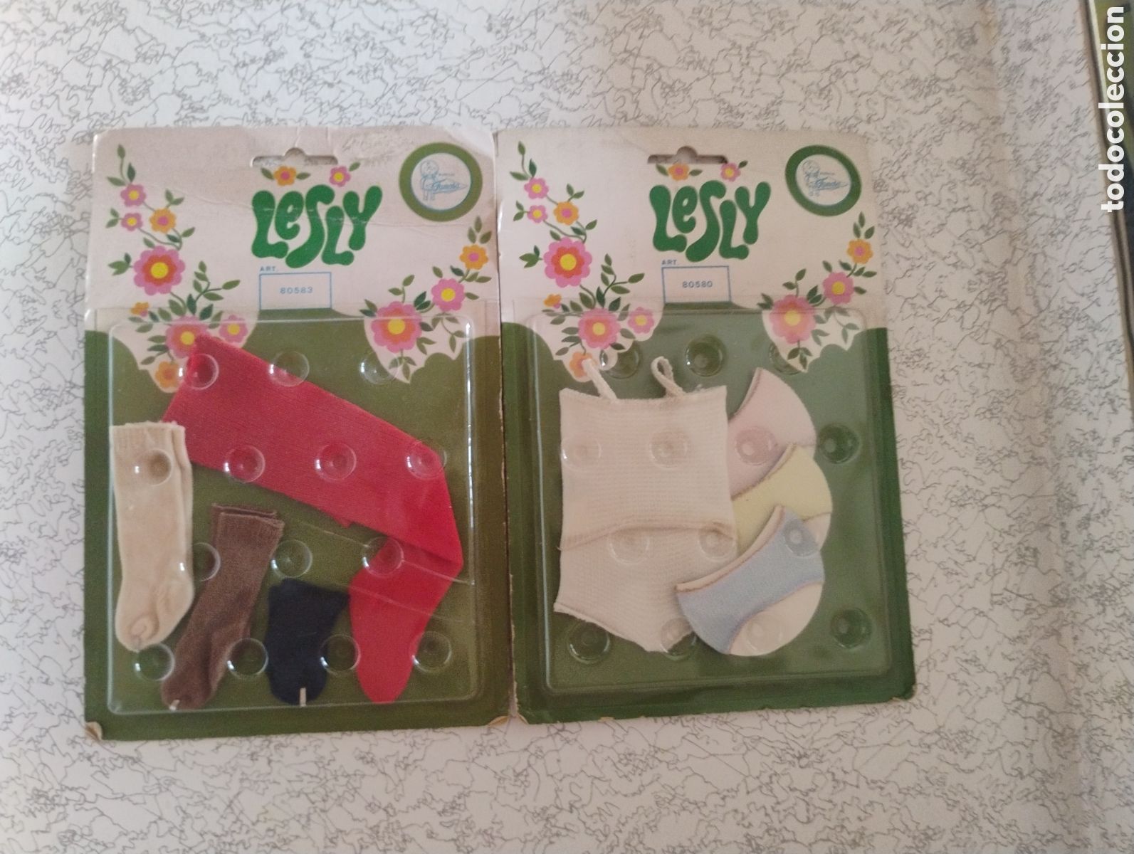 Lesly of Famosa Dolls: &diams;Lote 2 Bl&iacute;steres Originales Lesly - Ropa Interior y Medias/Calcetines - A&ntilde;os 70/80 (Nuevos)