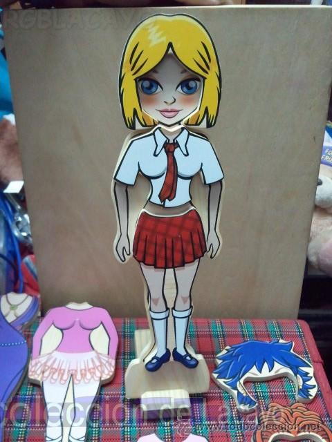 Mu&ntilde;ecas modernas: MU&Ntilde;ECA MADERA PUZZLE MAGNETICA CON MONTONES DE COMPLEMENTOS - Foto 1