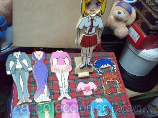 Mu&ntilde;ecas modernas: MU&Ntilde;ECA MADERA PUZZLE MAGNETICA CON MONTONES DE COMPLEMENTOS - Foto 4