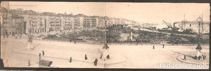 Bambole Moderne: Historia Postal: Tarjeta Postal doble de Santander con Ed. 243 us. Zaragoza,1903.