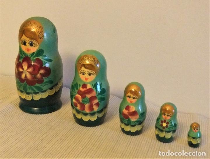 Mu&ntilde;ecas modernas: ANTIGUA MATRIUSKA DE 5 PIEZAS - Foto 2