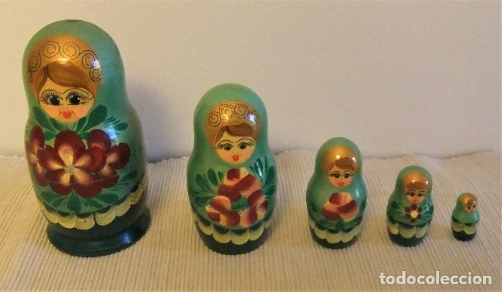 Mu&ntilde;ecas modernas: ANTIGUA MATRIUSKA DE 5 PIEZAS - Foto 4