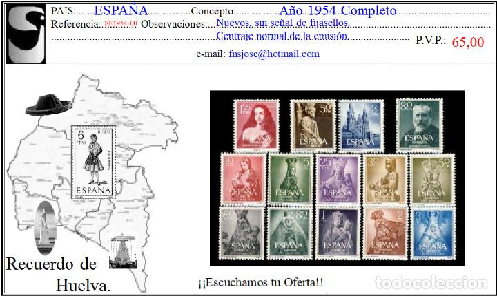 Poup&eacute;es Modernes: Espa&ntilde;a. A&ntilde;o Completo 1954. Edifil 1129/1142./ Sellos nuevos sin se&ntilde;al de fijasellos MNH.