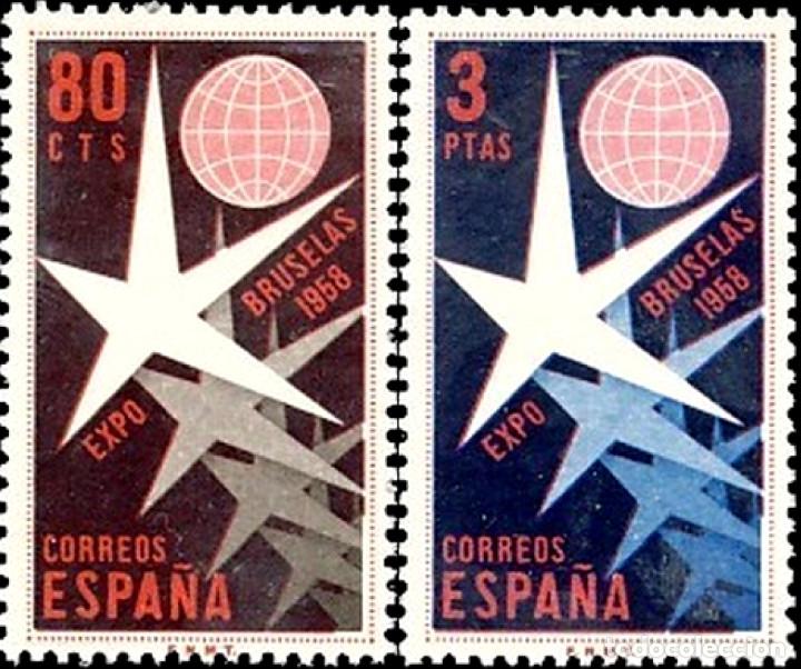 Modern Dolls: Espa&ntilde;a. A&ntilde;o 1958, Edifil 1220/21** ''Exposici&oacute;n de Bruselas''./ (MNH).