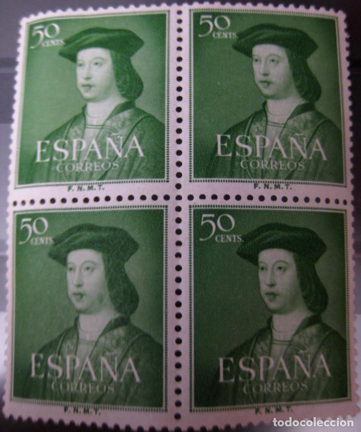 Modern Dolls: Espa&ntilde;a. A&ntilde;o 1952, Edifil 1106** BL4 ''Fernando el Cat&oacute;lico - Terrestre''./ (nuevos, foto)
