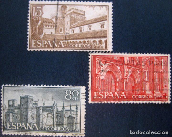 Bonecas Modernas: Espa&ntilde;a. A&ntilde;o 1959, Edifil 1250/52 us. ''Monasterio de Ntra. Sra. de Guadalupe&rdquo;./ Usados, Ver foto.