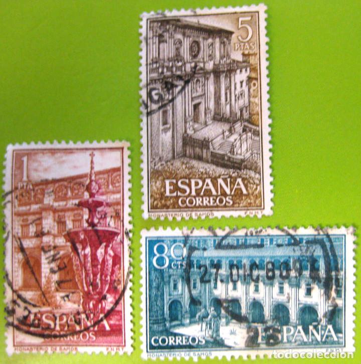 Bonecas Modernas: Espa&ntilde;a. A&ntilde;o 1960, Edifil 1322/24 us. ''Monasterio de Samos (Zaragoza)&rdquo;./ Usados. ver foto.