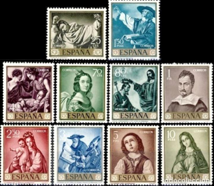 Bambole Moderne: Espa&ntilde;a. A&ntilde;o 1962, Edifil 1418/27* ''Zurbar&aacute;n-Pinturas''./ Nuevos, con fijasellos.