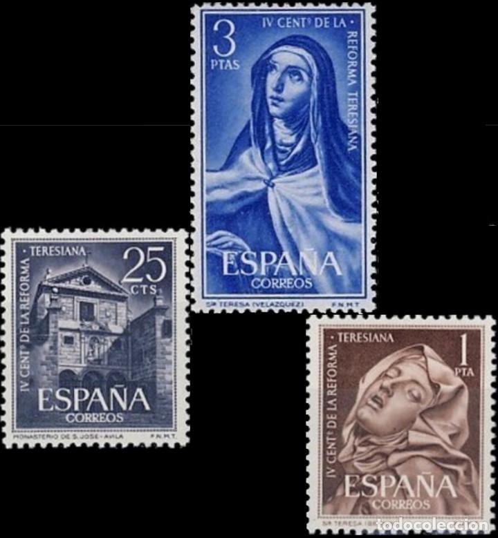 Bambole Moderne: Espa&ntilde;a. A&ntilde;o 1962, Edifil 1428/30* ''Cent. de la Reforma Teresiana''./ Nuevos con fijasellos.