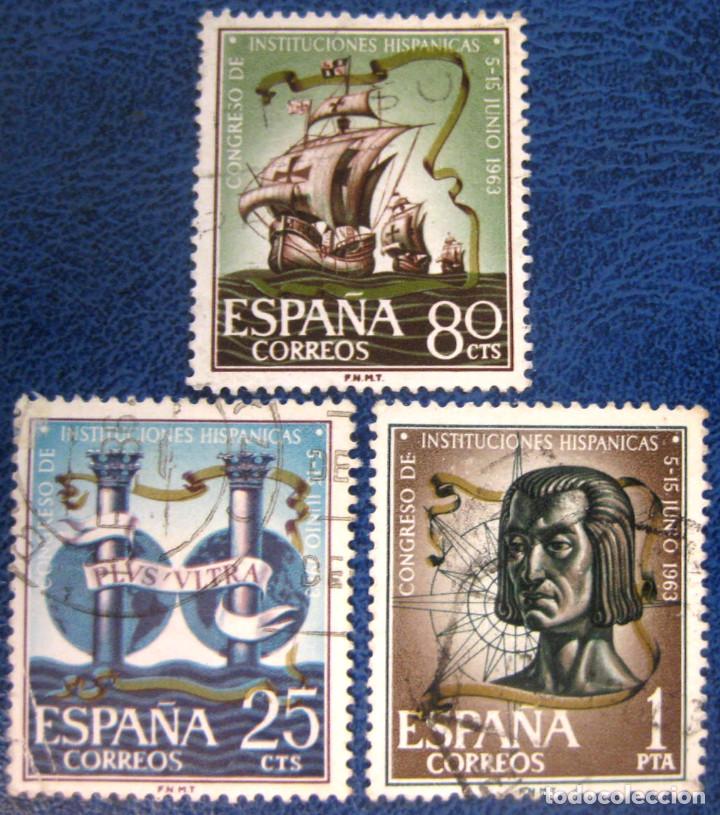 Bambole Moderne: Espa&ntilde;a. A&ntilde;o 1963, Edifil 1513/15 us ''Instituciones Hisp&aacute;nicas''./ Usados.