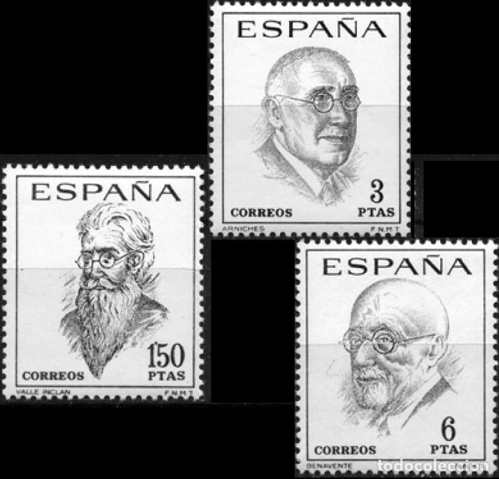 Mu&ntilde;ecas modernas: Espa&ntilde;a. A&ntilde;o 1966, Edifil 1758/60** ''Literatos Espa&ntilde;oles''./ Nuevos, sin fijasellos. MNH.