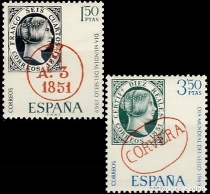 Bambole Moderne: Espa&ntilde;a. A&ntilde;o 1969, Edifil 1922/23** ''D&iacute;a Mundial del Sello''./ Nuevos, sin fijasellos. MNH.