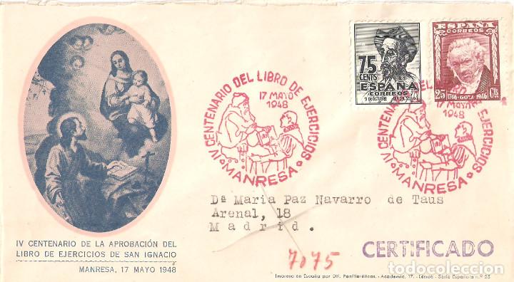 Bonecas Modernas: Sobre Conmemorativo, 17-5-1948: ''IV Cent. Libro de Ejercicios de S. Ignacio - Manresa&rdquo;./ Foto.