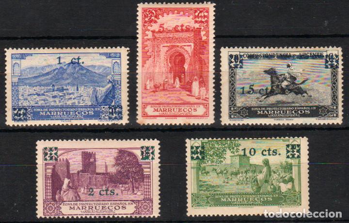 Bonecas Modernas: Marruecos 1936, Edifil 162/66* ''Tipos 1928 sobrecargados''./ Ver descripci&oacute;n y fotos.