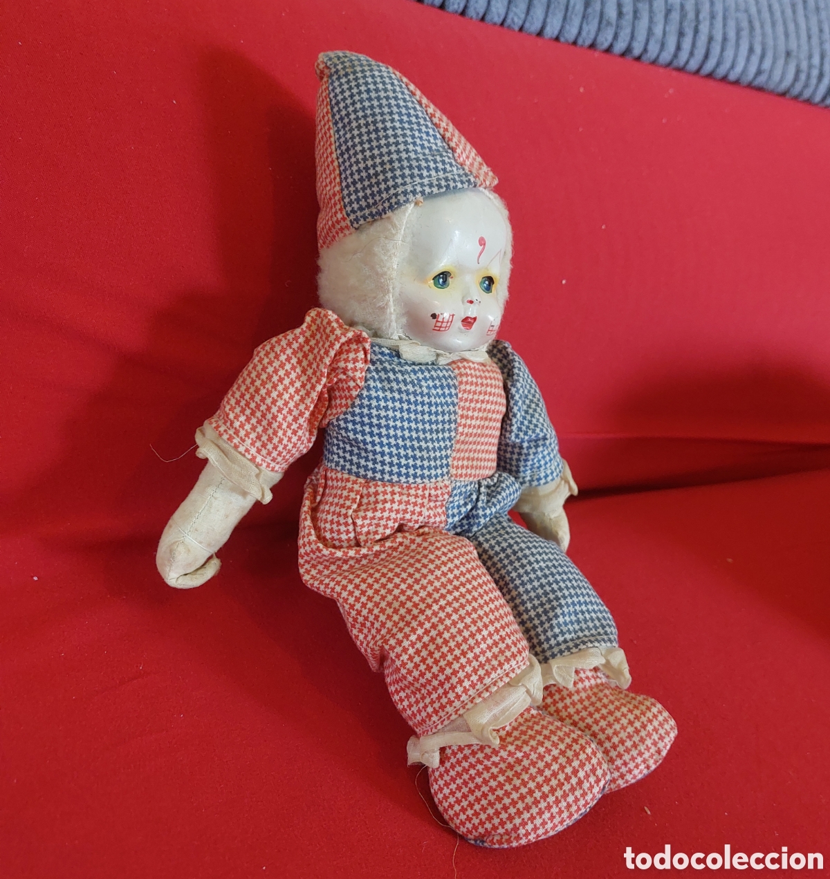 Mu&ntilde;ecas modernas: Mu&ntilde;eco antiguo arlequin payaso - Foto 2