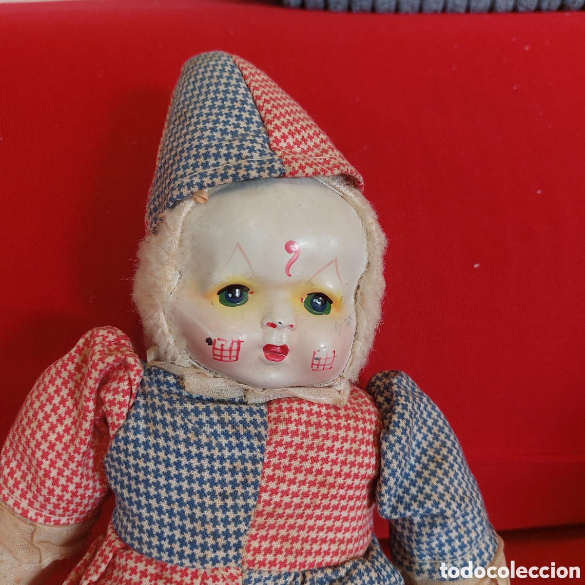 Mu&ntilde;ecas modernas: Mu&ntilde;eco antiguo arlequin payaso - Foto 3