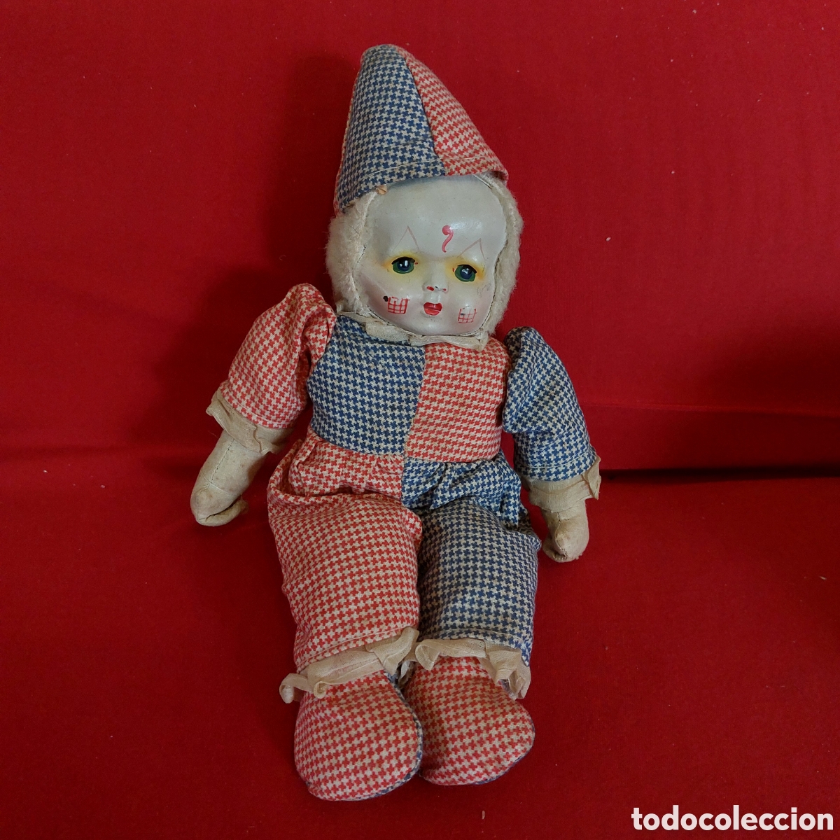 Mu&ntilde;ecas modernas: Mu&ntilde;eco antiguo arlequin payaso - Foto 1
