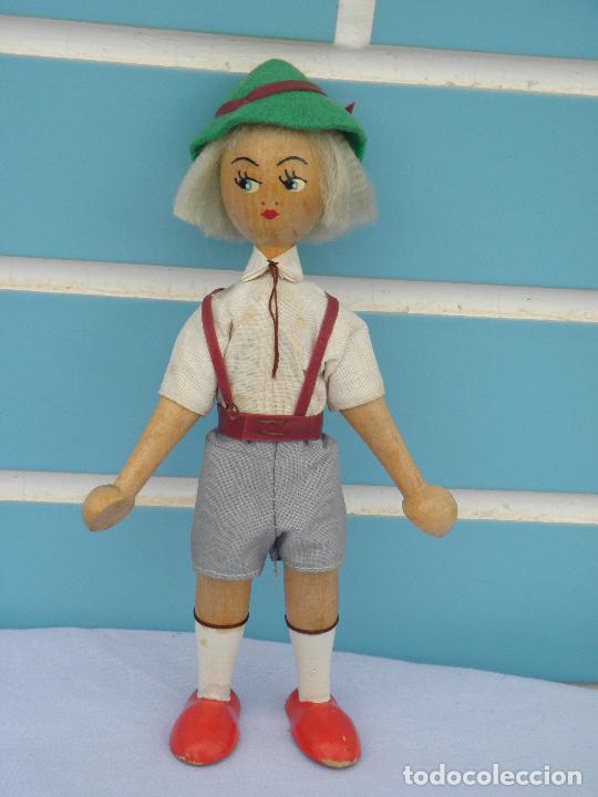 Mu&ntilde;ecas modernas: Antiguo mu&ntilde;eco Tirol&eacute;s de madera de Austria - Foto 1