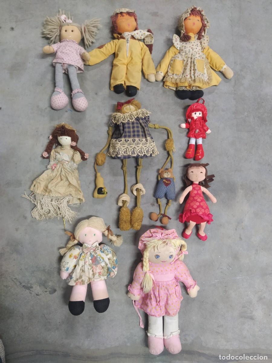 Mu&ntilde;ecas modernas: Lote de 9 mu&ntilde;ecas de trapo..de 25 a 60 cm.. - Foto 1