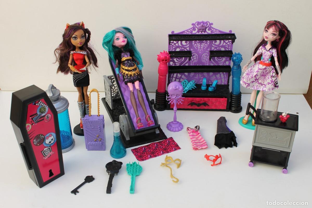 Mu&ntilde;ecas modernas: MONSTER HIGH- LOTE DE TRES MU&Ntilde;ECAS MAS COMPLEMENTOS - Foto 1