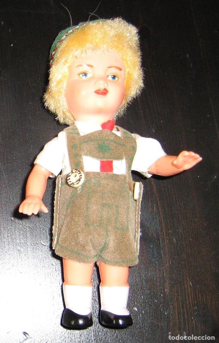Mu&ntilde;ecas modernas: ANTIGUO MU&Ntilde;ECO DE CELULOIDE CON TRAJE T&Iacute;PICO TIROL&Eacute;S. - Foto 2