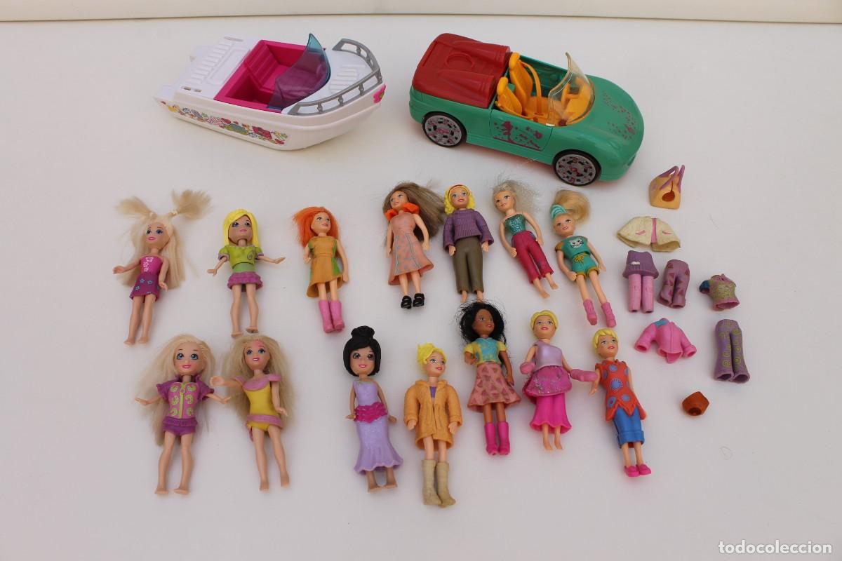 Mu&ntilde;ecas Modernas: LOTE DE 14 MU&Ntilde;ECAS POLLY POCKET MAS COCHE Y BARCO Y ROPA.