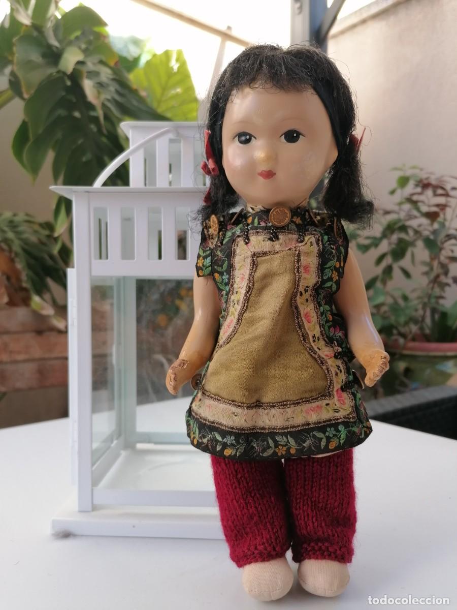 Mu&ntilde;ecas modernas: Mu&ntilde;eca china vintage de composici&oacute;n y trapo - Foto 1