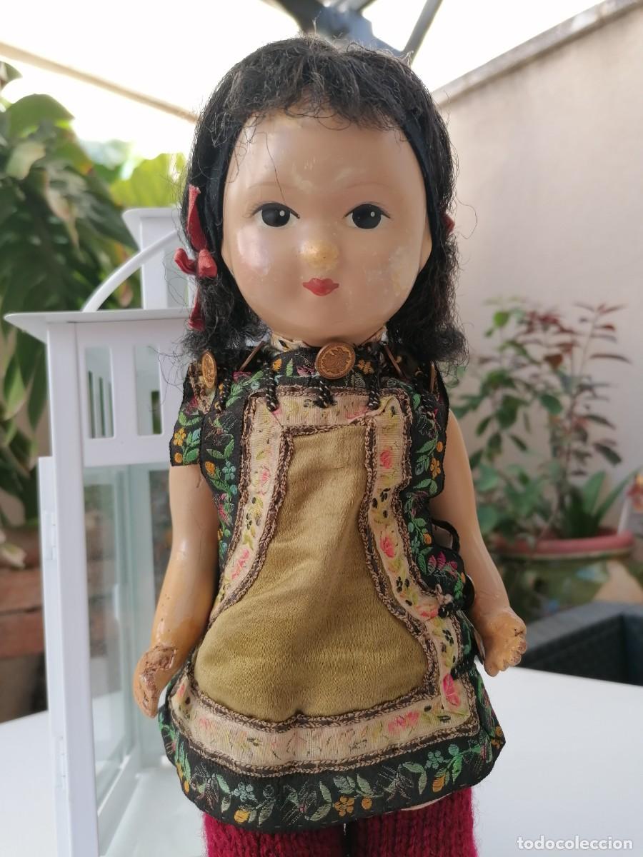 Mu&ntilde;ecas modernas: Mu&ntilde;eca china vintage de composici&oacute;n y trapo - Foto 2