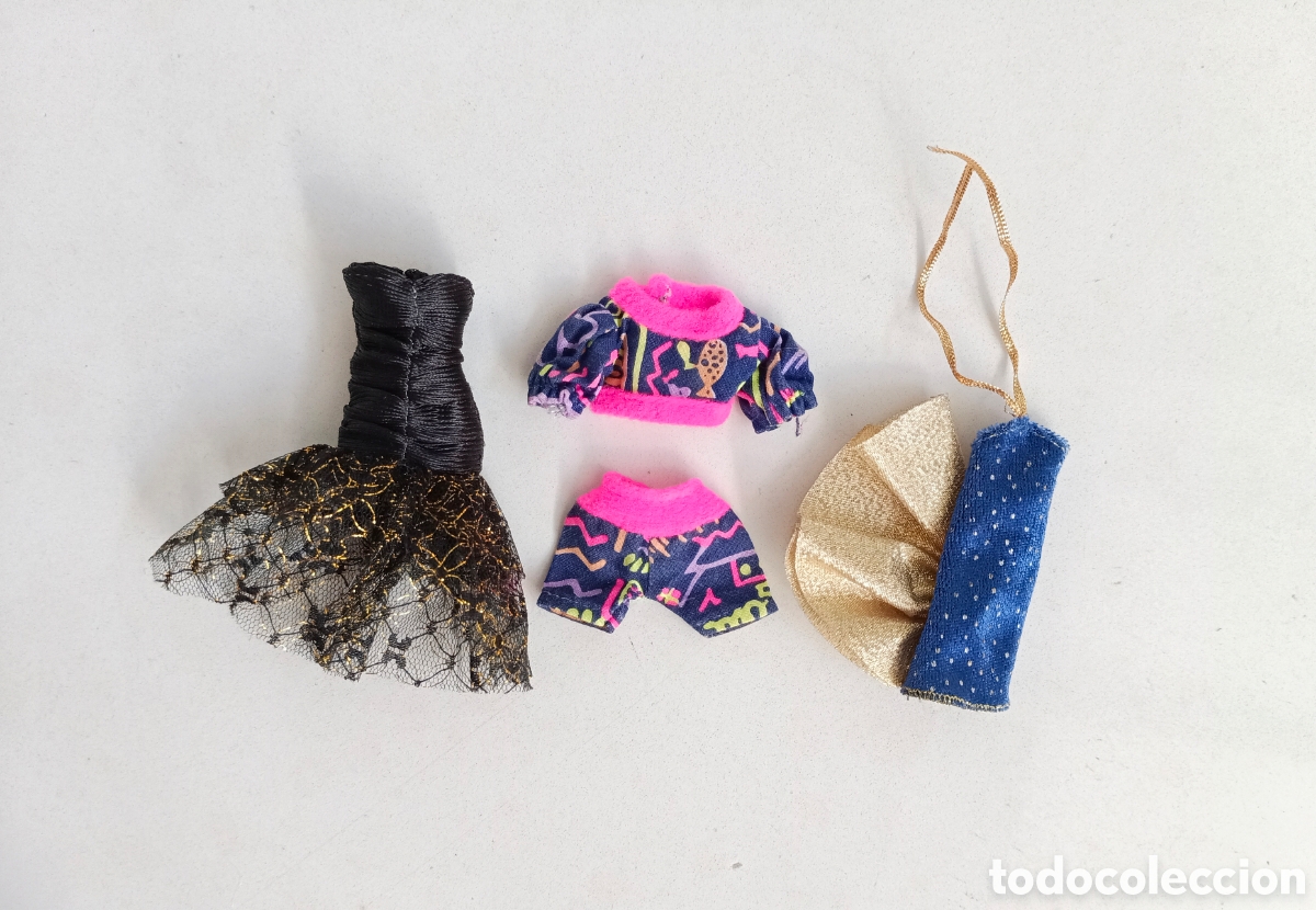 Mu&ntilde;ecas modernas: Lote de ropa mu&ntilde;eca Pamela Love vestidos de fiesta negro top y pantalon a&ntilde;os 90 80 Simba mini Barbie