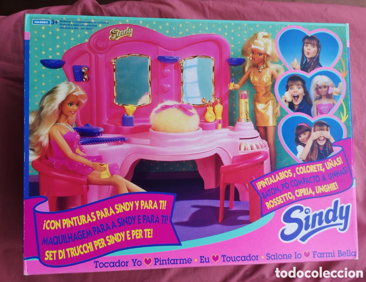 Mu&ntilde;ecas modernas: SINDY. Tocador &rdquo;Yo quiero pintarme&rdquo;. CAJA ABIERTA. SIN USAR. ALG&Uacute;N DEFECTO. HASBRO 1994.