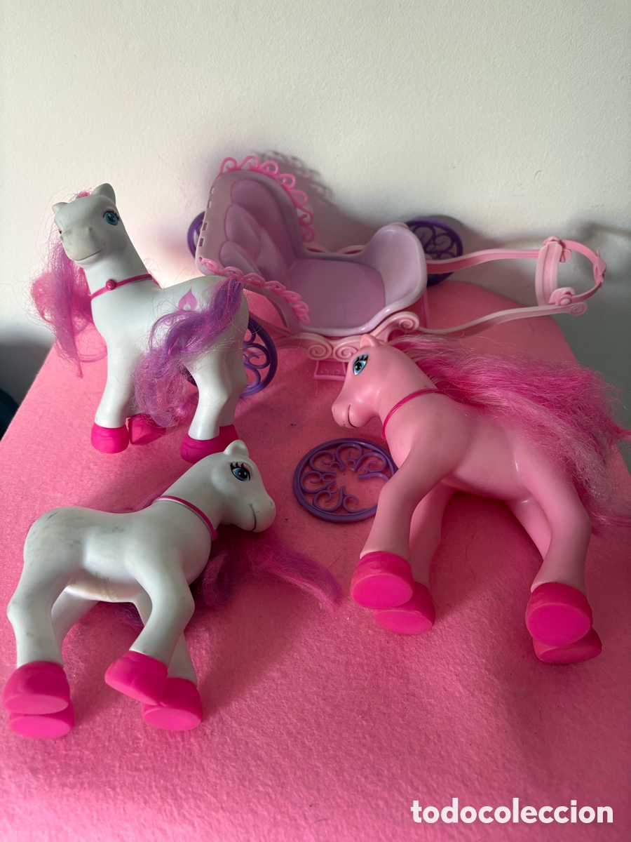 Mu&ntilde;ecas modernas: Carruaje + 3 pony de Simba, similar a My Little pony (A8)