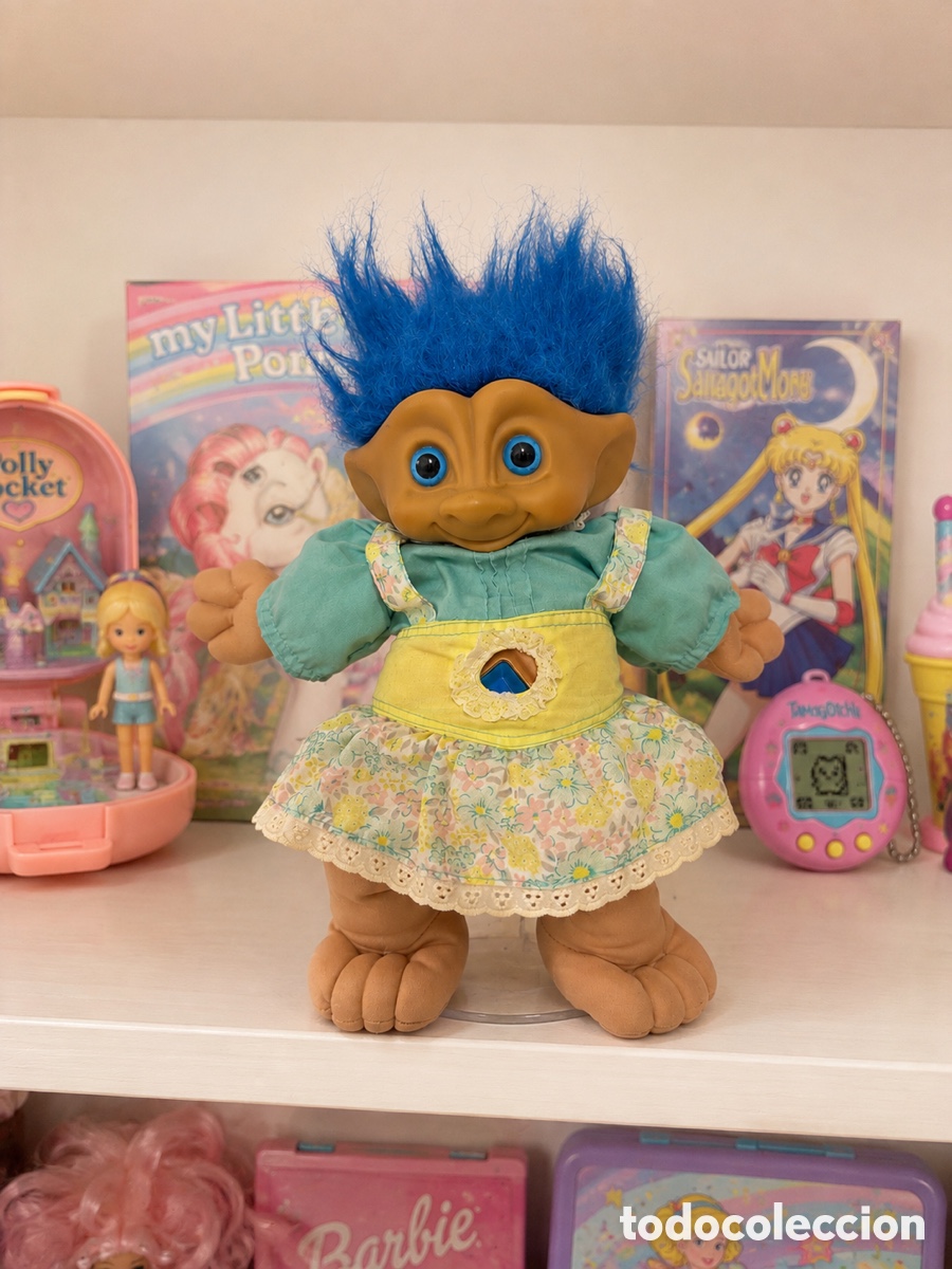 Mu&ntilde;ecas modernas: Mu&ntilde;eco Troll Gigante Vintage Ace Novelty A&ntilde;os 90 (Pelo Azul)