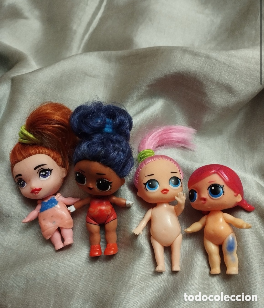 Mu&ntilde;ecas modernas: Lote de 4 mini mu&ntilde;ecas tipo L.O.L. Surprise / Miniaturas 7-8 cm