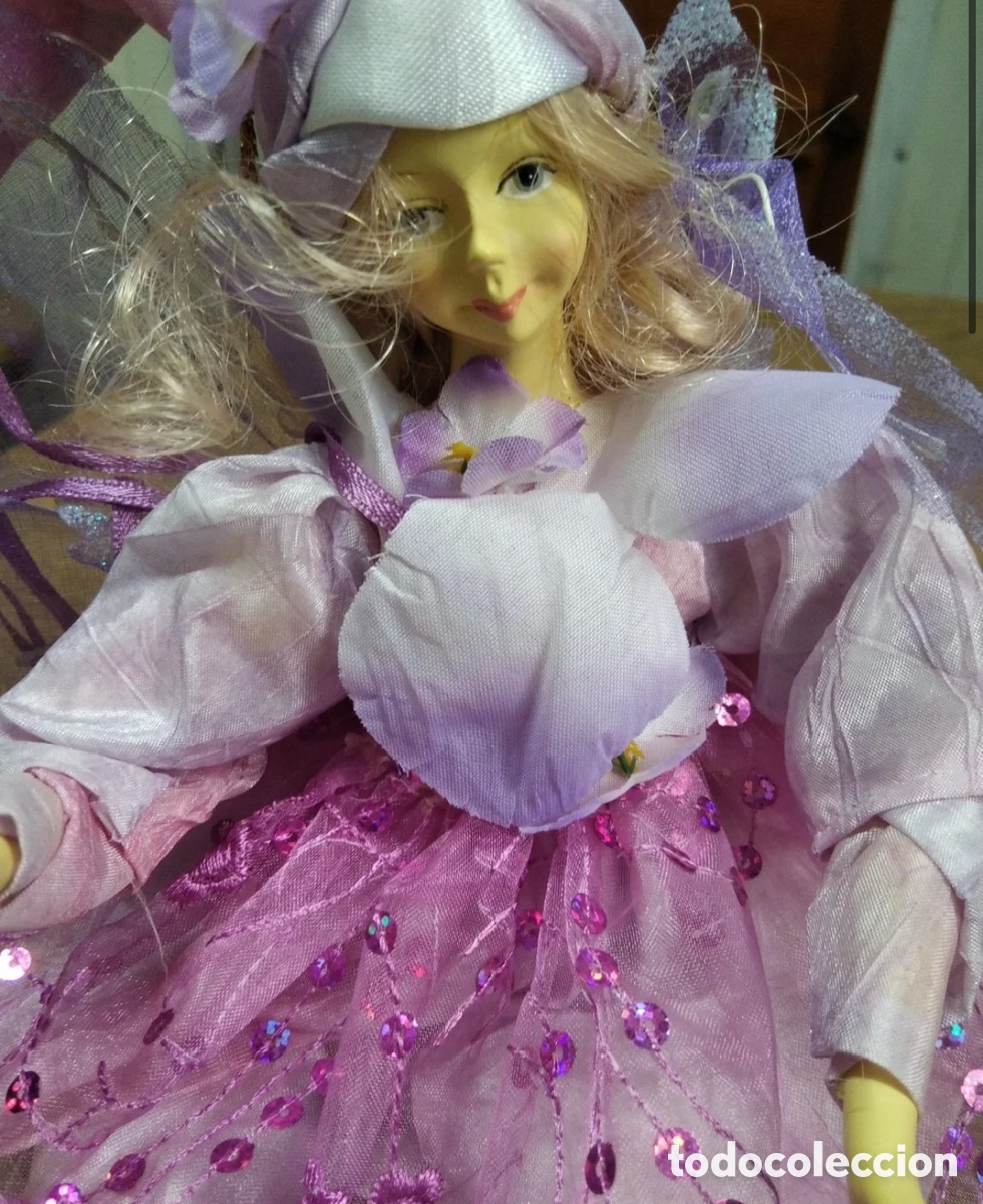 Mu&ntilde;ecas modernas: Mu&ntilde;eca Hada Navide&ntilde;a de Tela y Resina/Pl&aacute;stico - Adorno de Navidad (30 cm)