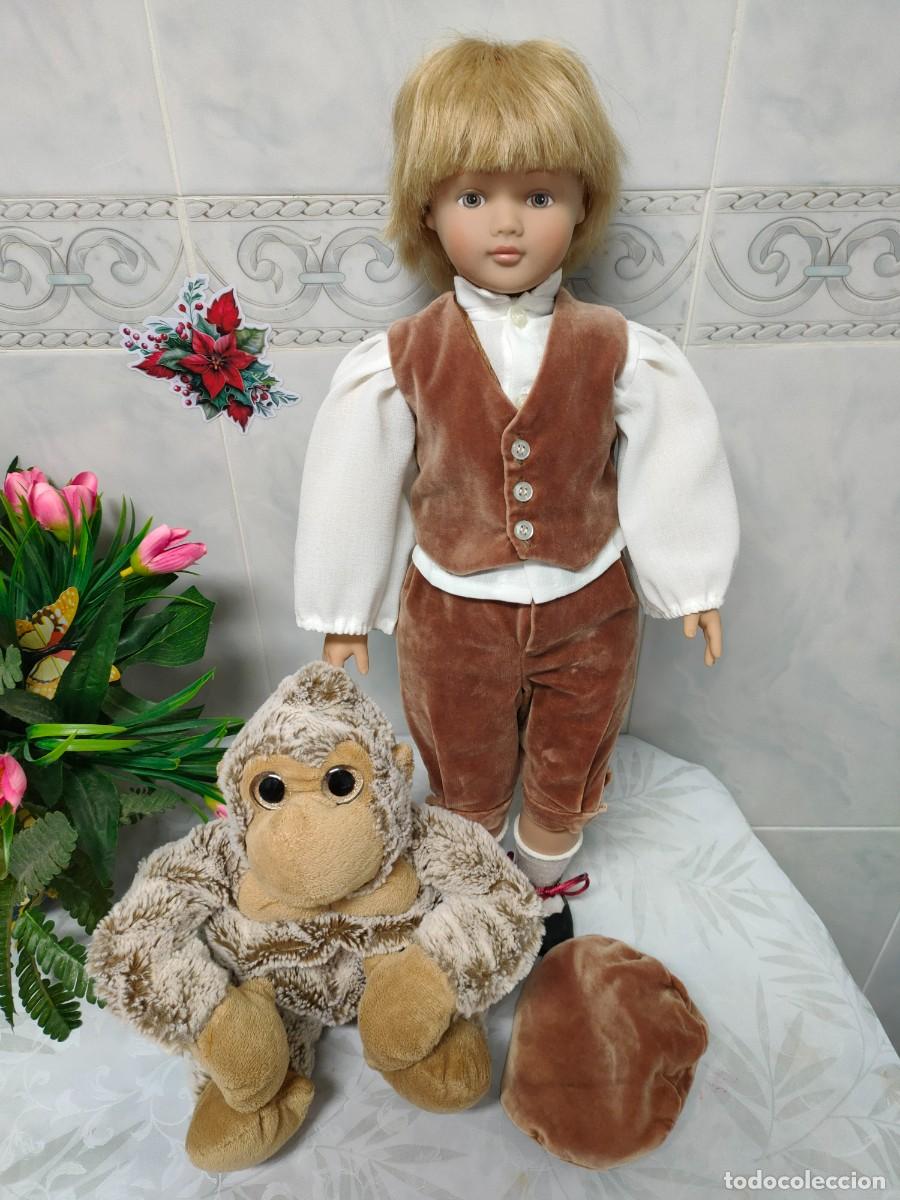 Mu&ntilde;ecas modernas: 2 LOTE MU&Ntilde;ECA MU&Ntilde;ECO ALEM&Aacute;N ROTHKIRCH. 50 CM. VINILO/CUERPO PA&Ntilde;O. PELO NATURAL. M&Aacute;S REGALOS