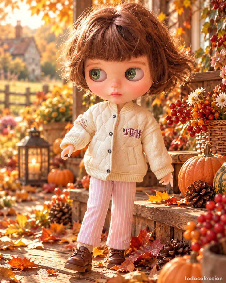 Mu&ntilde;ecas modernas: Preciosa chaqueta deportiva en miniatura para mu&ntilde;eca Blythe