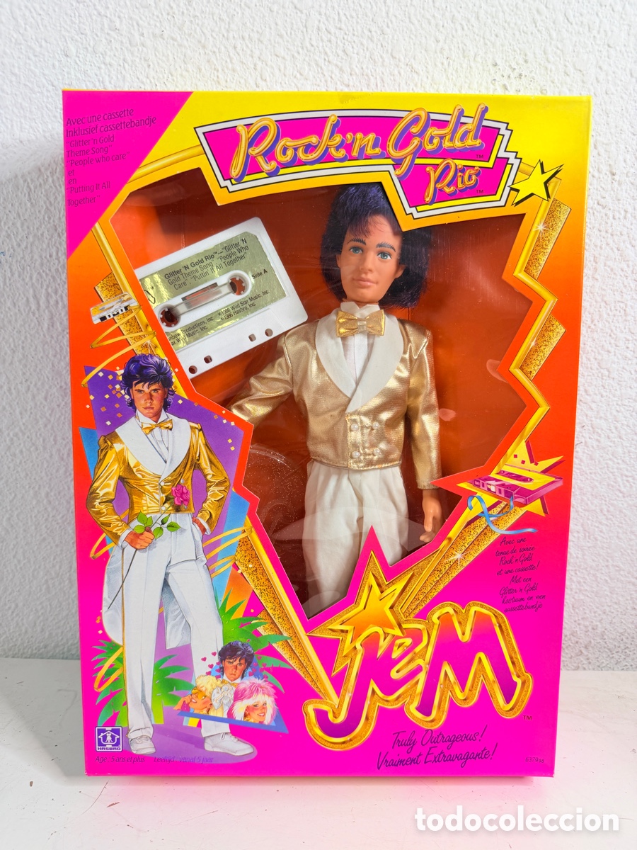 Mu&ntilde;ecas modernas: Rare Vintage Jem & The Holograms Glitter N' Gold Rio NRFB Boxed Deadstock 1980s