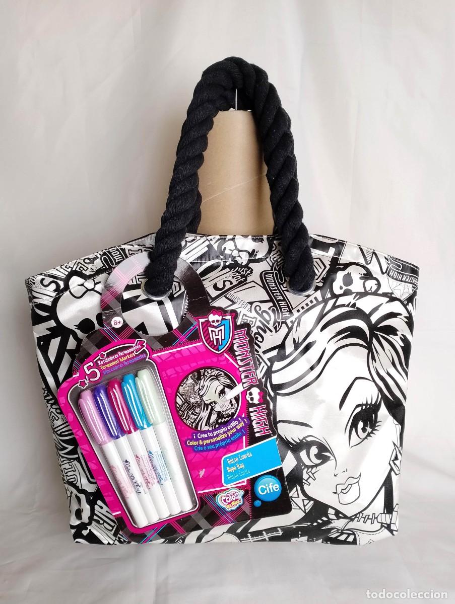 Mu&ntilde;ecas modernas: MONSTER HIGH, BOLSO DE CUERDA CON ROTULADORES COLOR ME MINE. CIFE