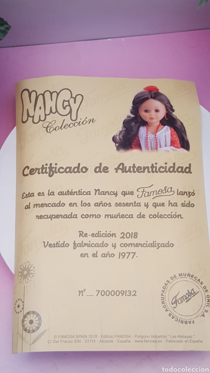 Mu&ntilde;ecas Nancy y Lucas: Certificado de autenticidad de Nancy flamenca - Foto 2