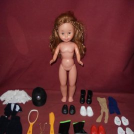 magnifico lote de nancy antiguo muñeca mas ropa,muñeca pelirroja pata bollo,salida 1 euro